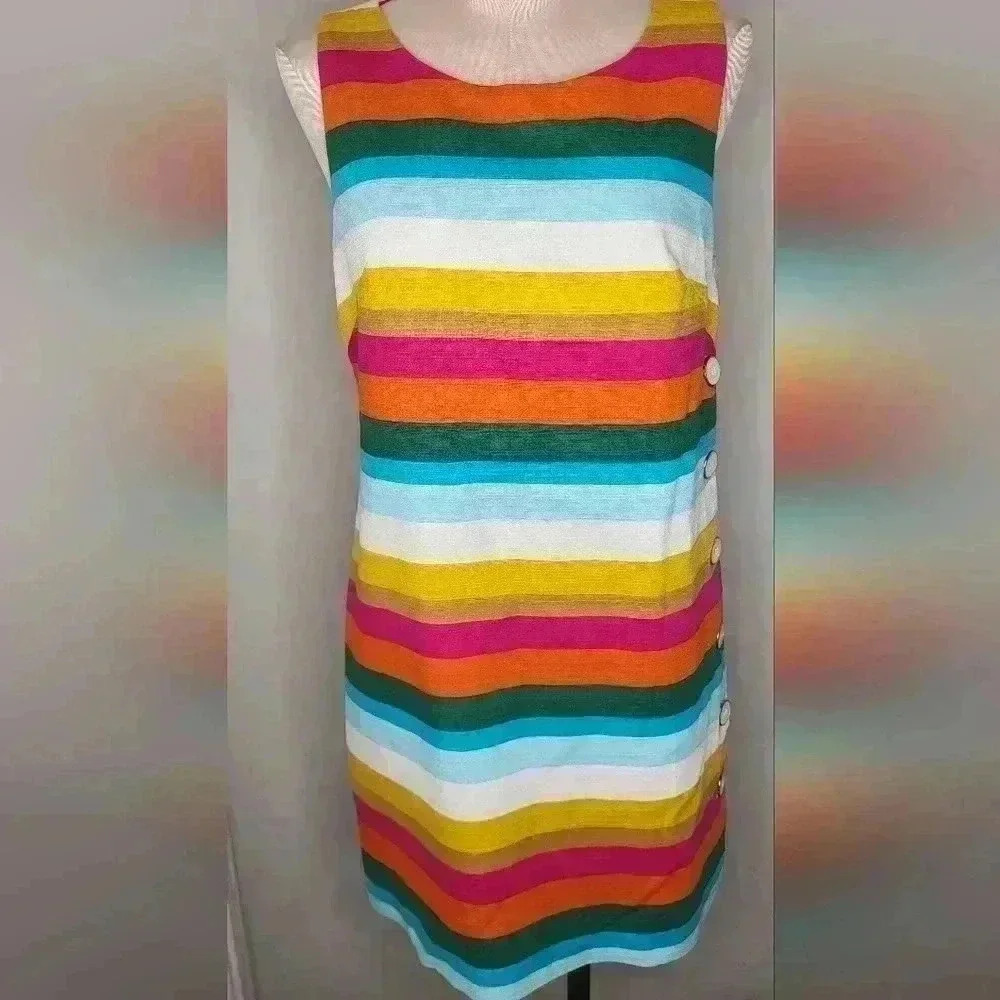 Trina Turk Skooter's Stripe Cotton Emmie Dress in Multi Womens Size 8 - Picture 4 of 14